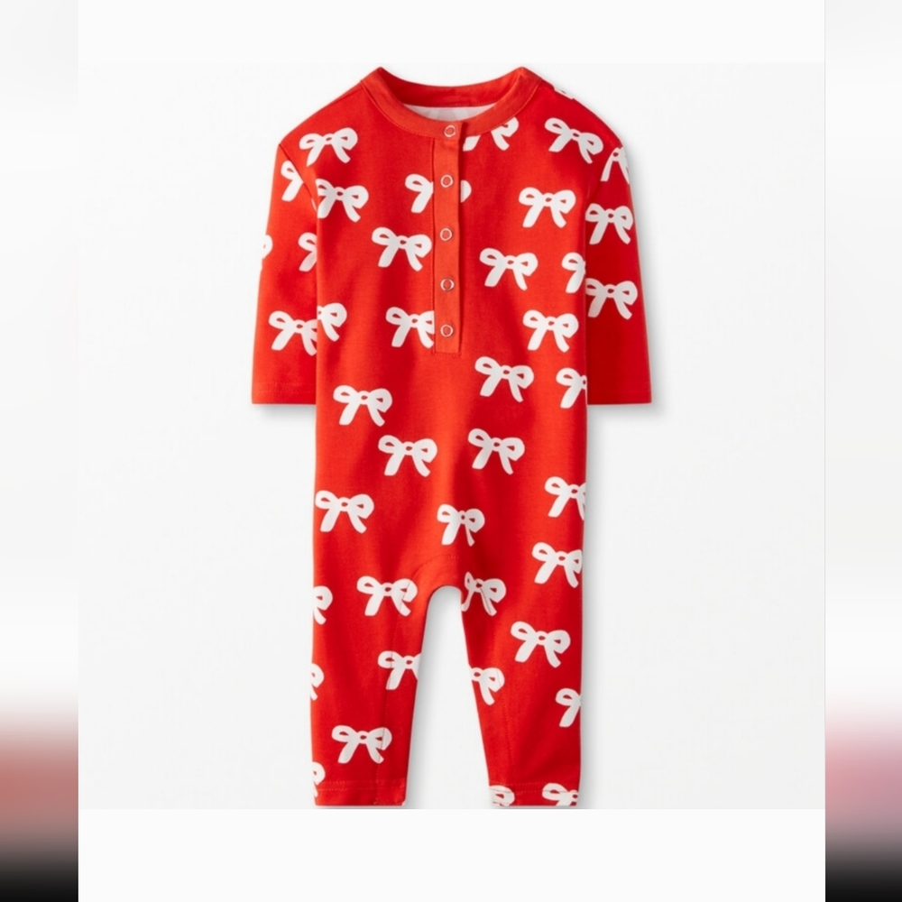 Hanna Andersson EUC Baby Girl Red Christmas Holiday Bow Romper 3-6 months